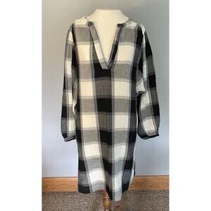 Old Navy‎ Dress Womens Large Black Plaid Lagenlook Teacher Pockets Cotton Boho